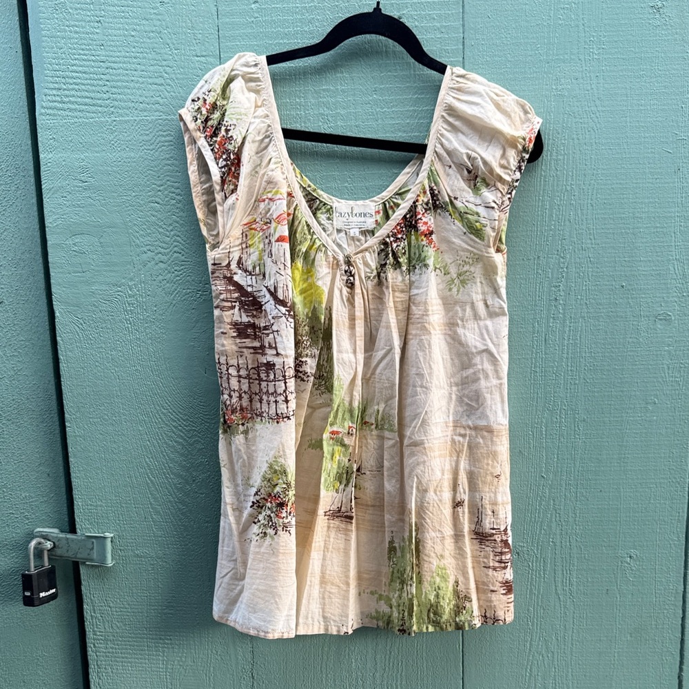 Lazy Bones Australia Organic Cotton Cap Sleeve Summer Blouse